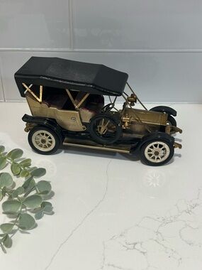 Vintage Style Antique Car Model in Black and Gold